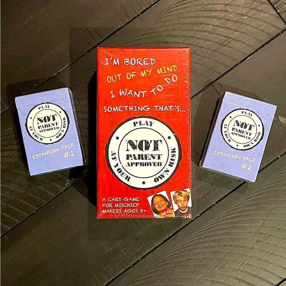 NWT! Not Parent Approved, Kids/Family, Card Game with 2-Expansion Packs. Ages 8+
